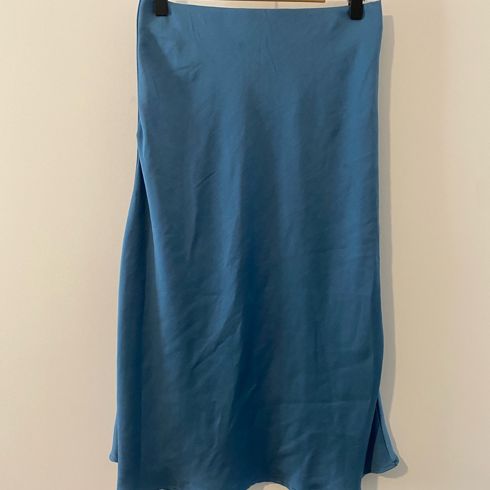 Blue Midi Silky Skirt